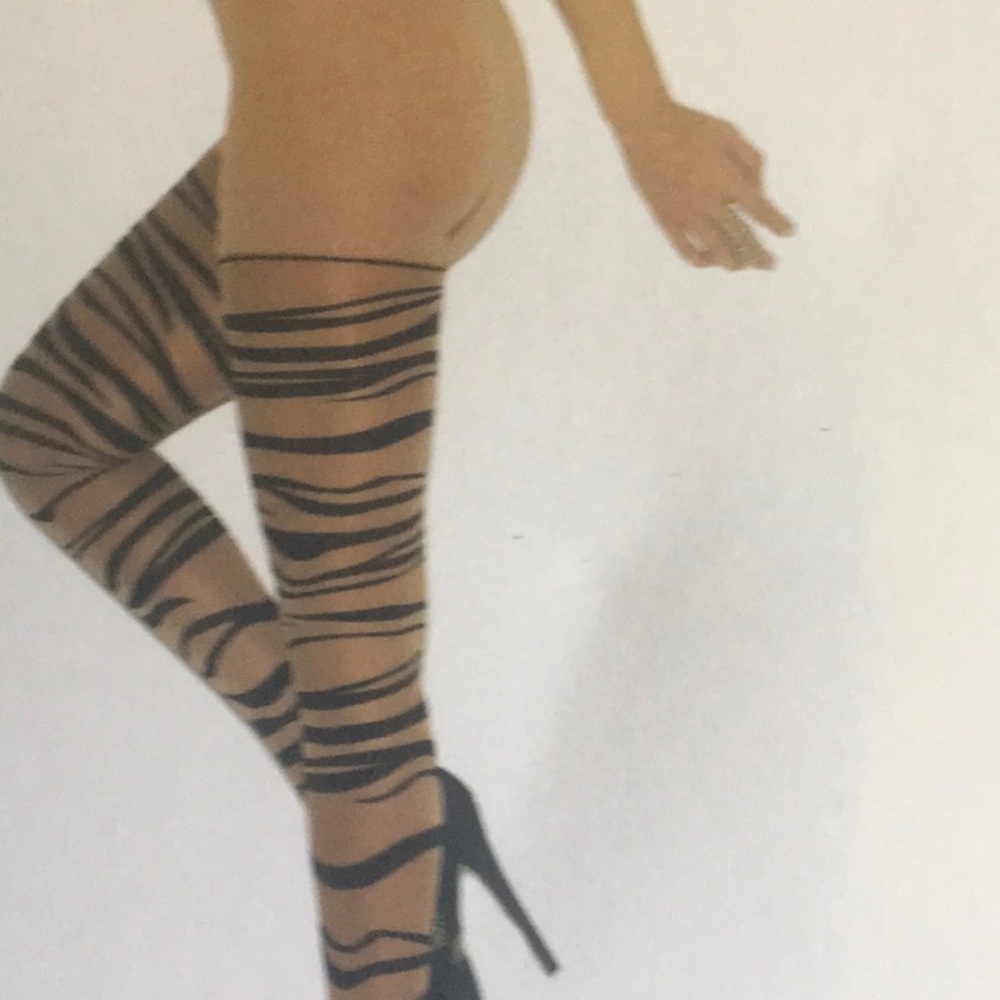 Plus size sheer zebra print pantyhose